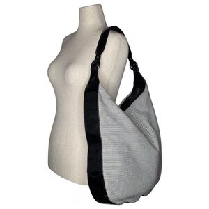 Walter Steiger Rare Vintage Gingham Hobo Bag Black Patent Leather Made in Italy